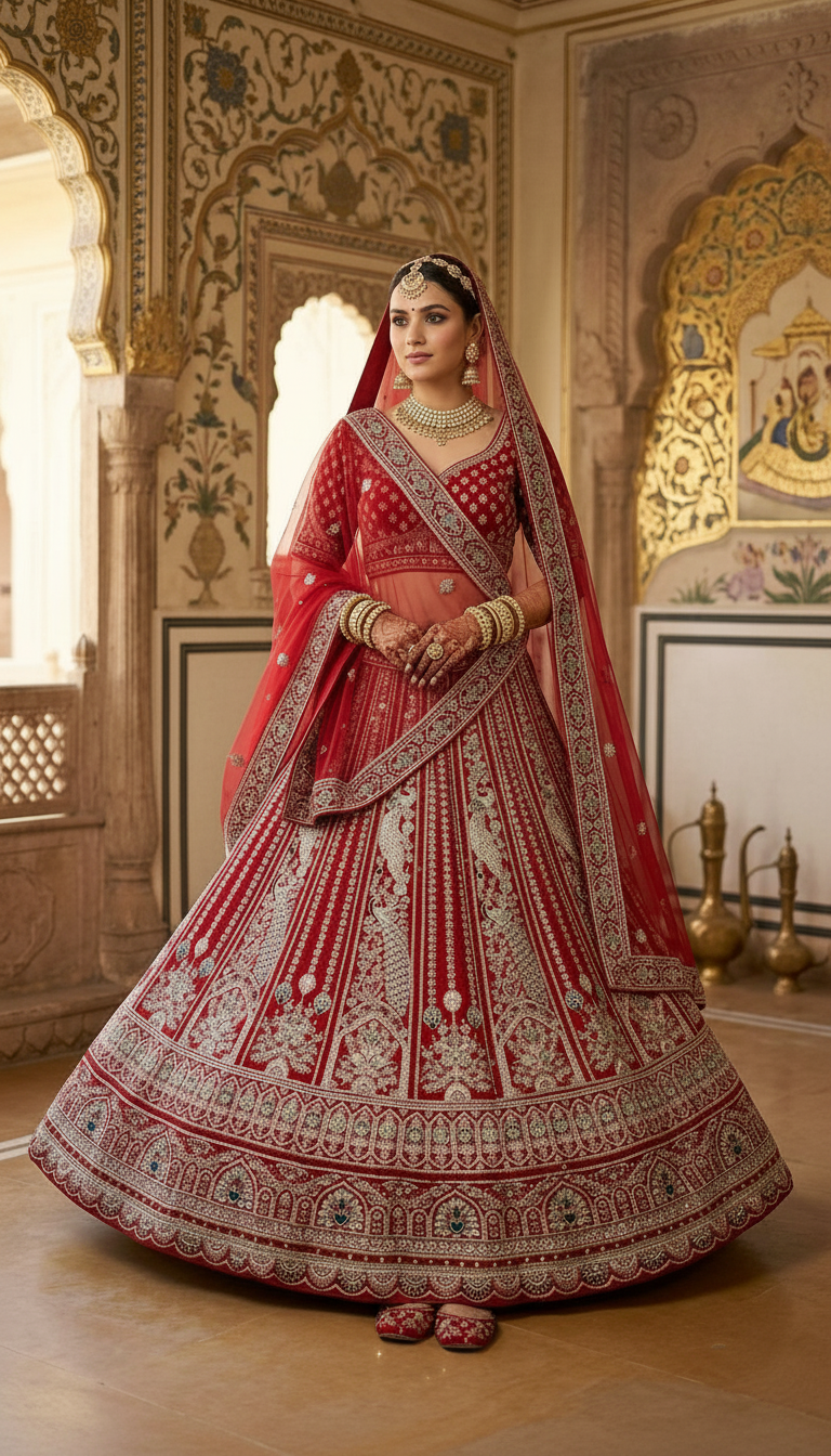 Embroidered Bridal Lehanga. view 6