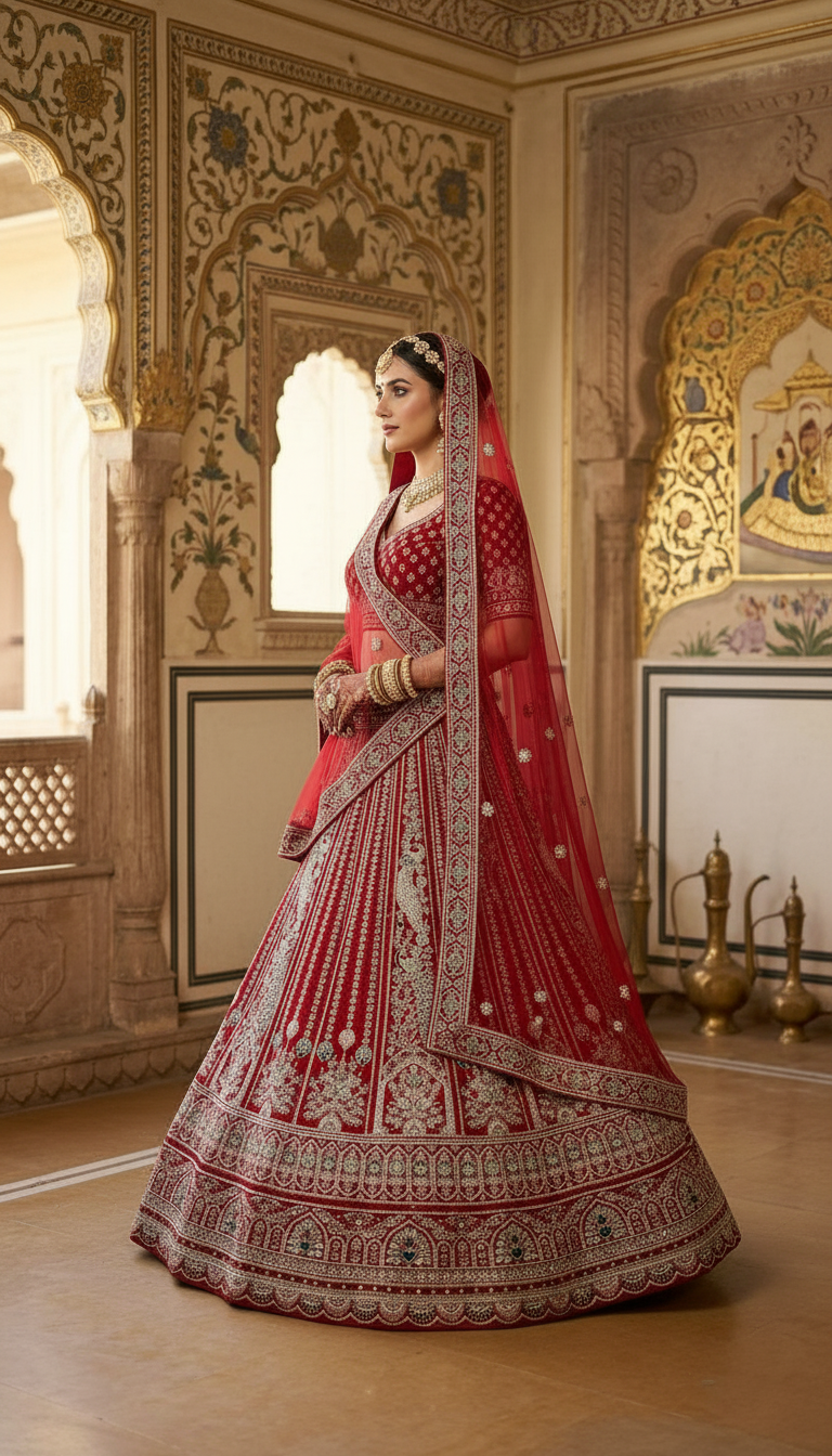 Embroidered Bridal Lehanga. view 3