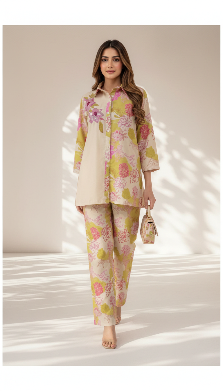 Rayon Embroidery Printed Floral Co-ord Set by Shruti Ethnic Wear