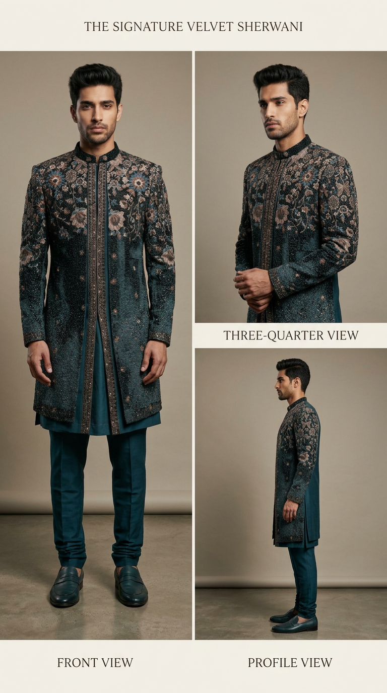 Embroidered Layered Indo Western view 2