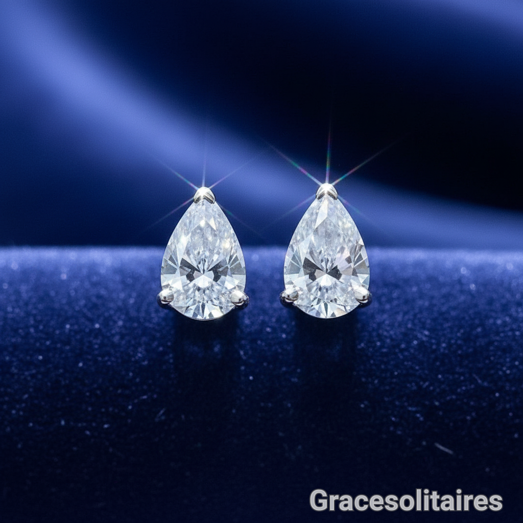 2.14 CARAT PEAR CUT SOLITAIRE EARRINGS