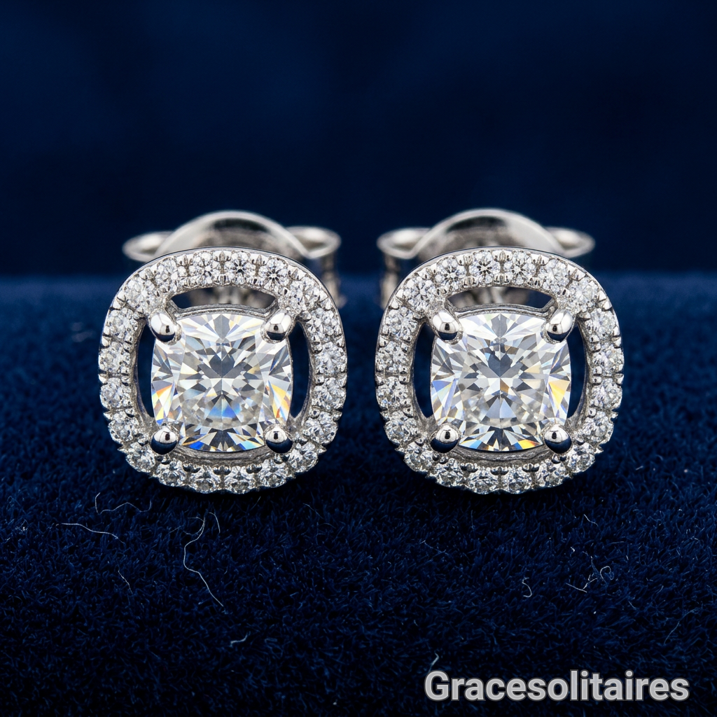 1.07 CARAT CUSHION SOLITAIRE EARRINGS