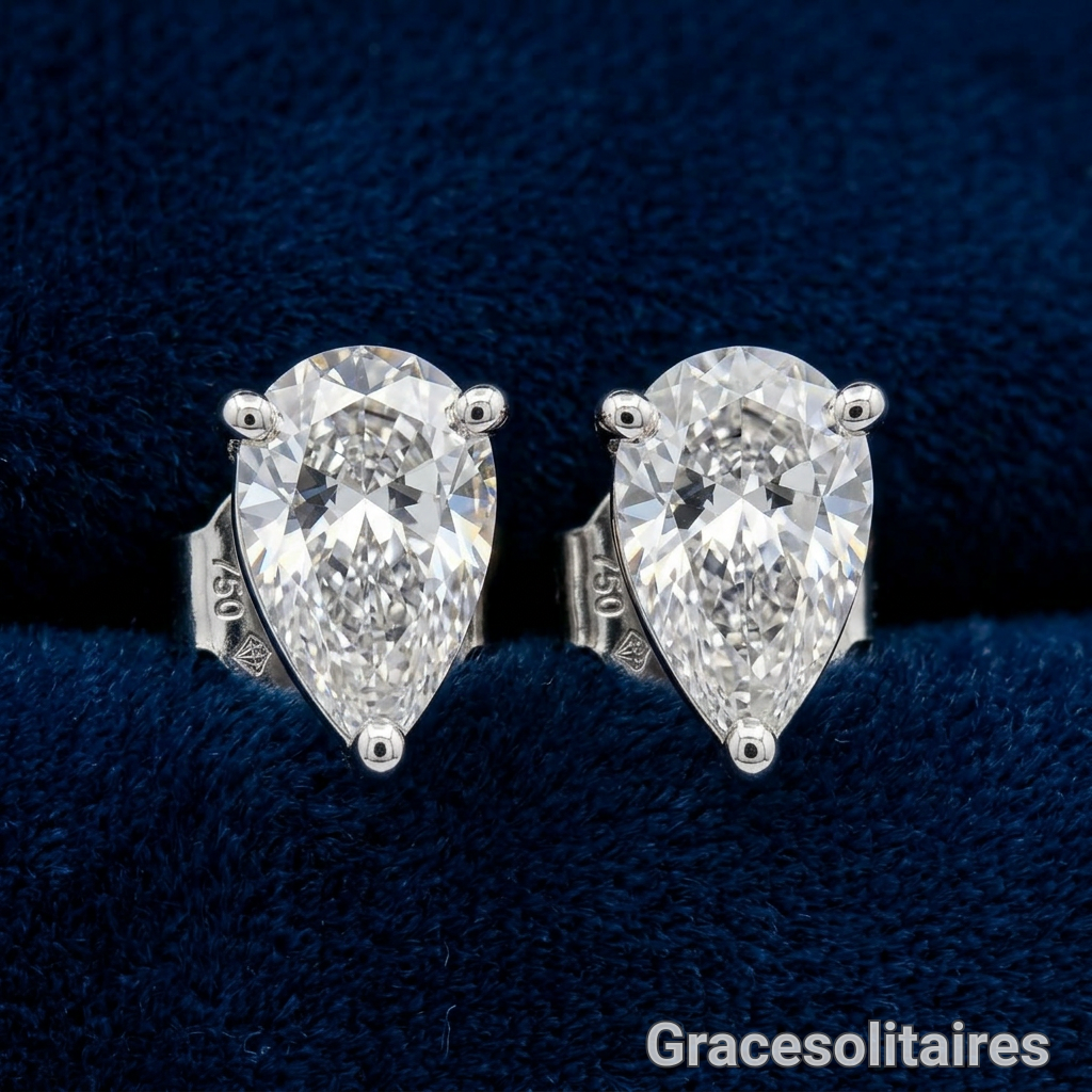 2.02 CARAT PEAR CUT SOLITAIRE EARRINGS
