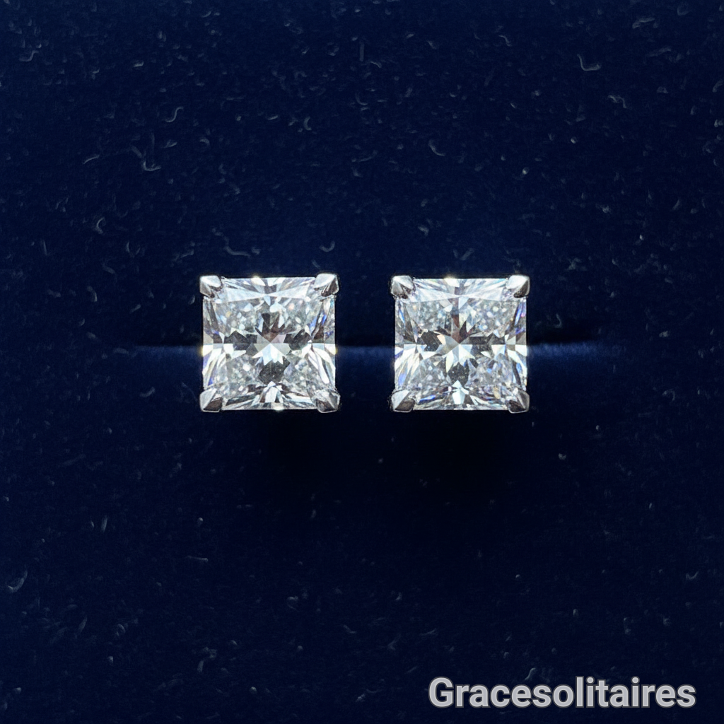 7.14 CARAT PRINCESS CUT SOLITAIRE EARRINGS