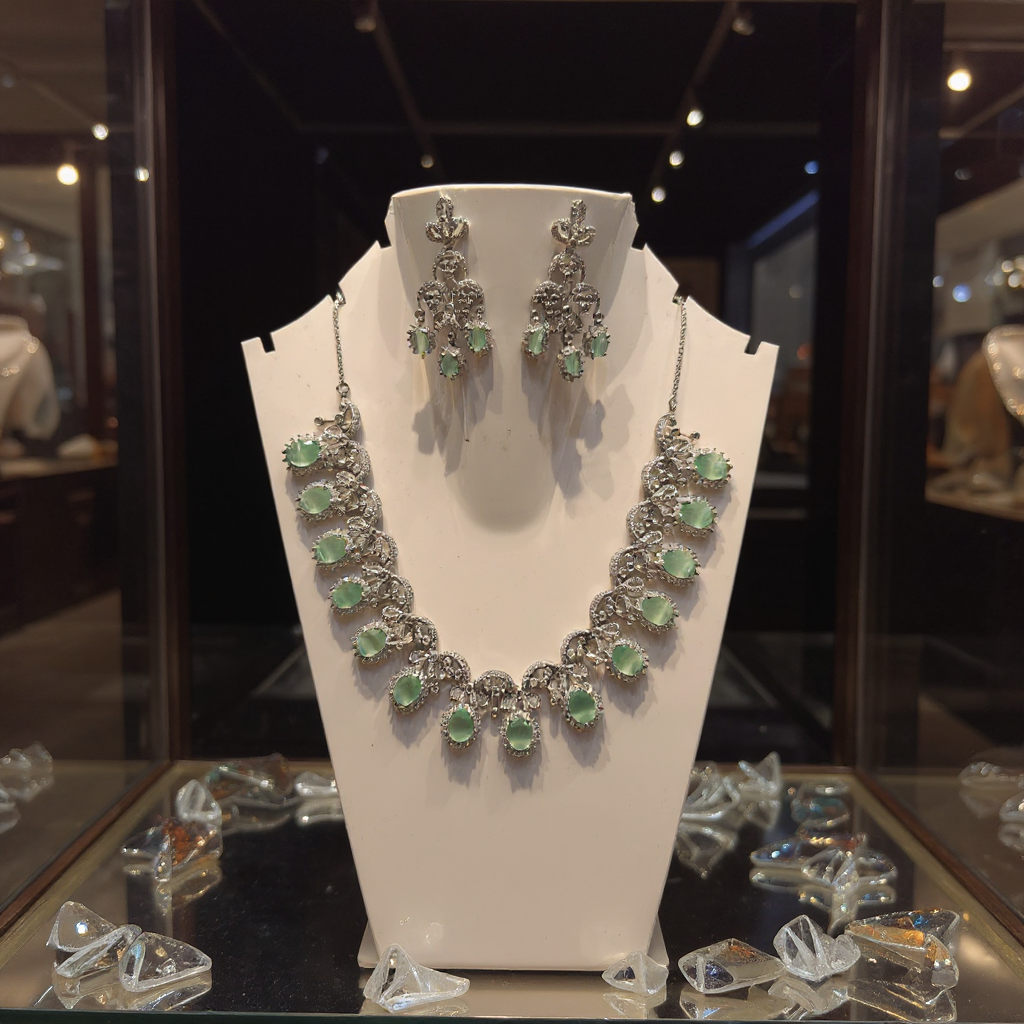 Silver Plated Necklace and Earring Set view 3