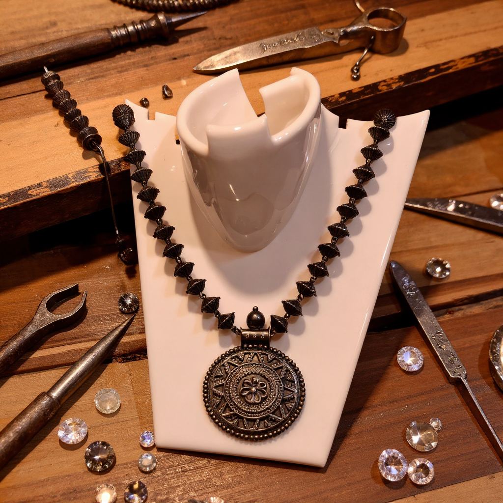 Traditional Silver Pendant Necklace view 2