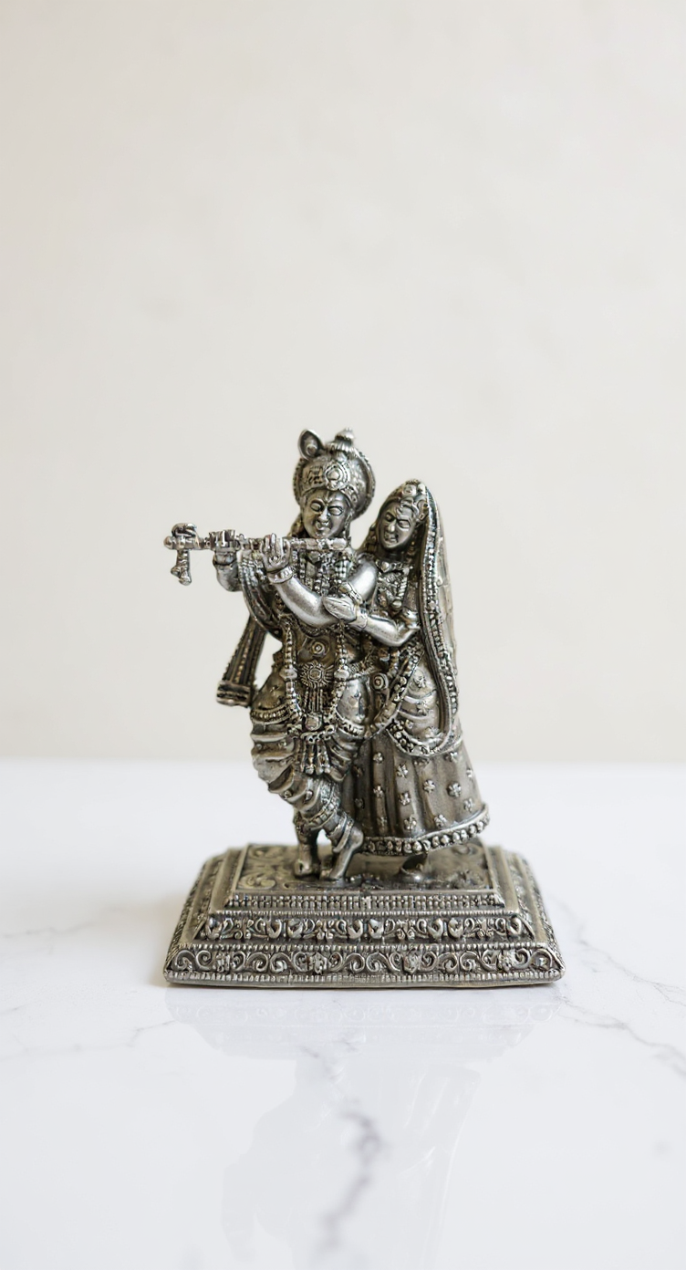 Radha Krishna  Silver Idol view 3