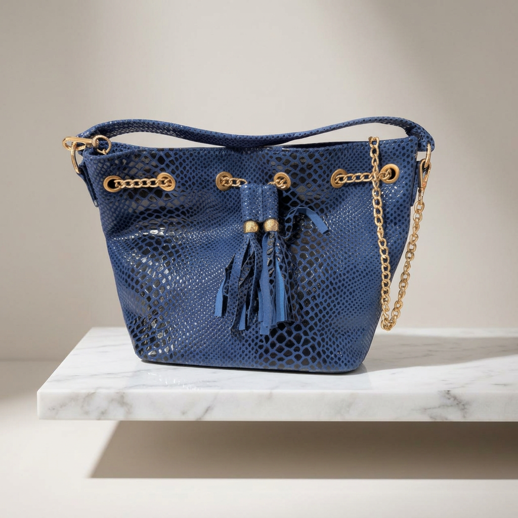 Blue Tassel Tote Bag view 4
