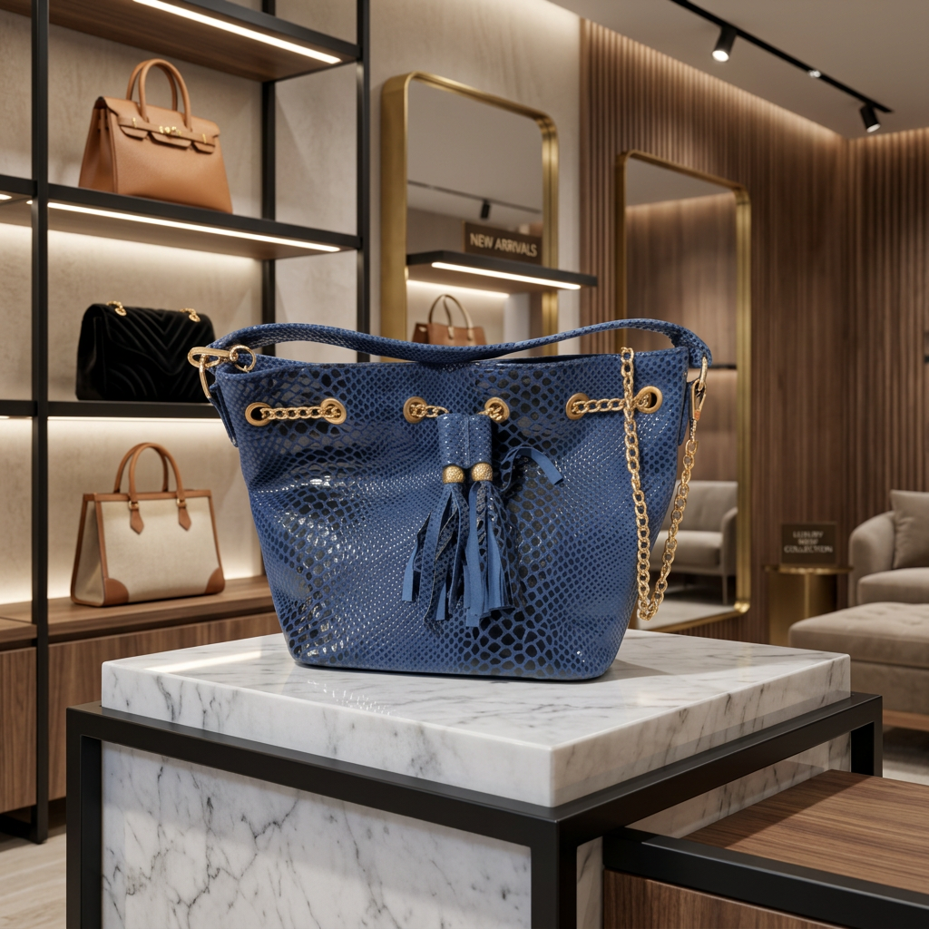 Blue Tassel Tote Bag view 3