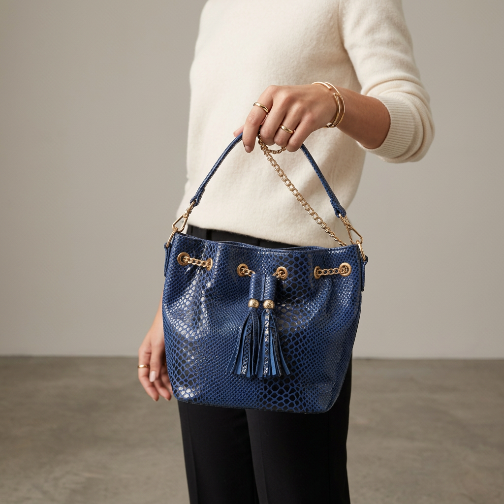 Blue Tassel Tote Bag view 8