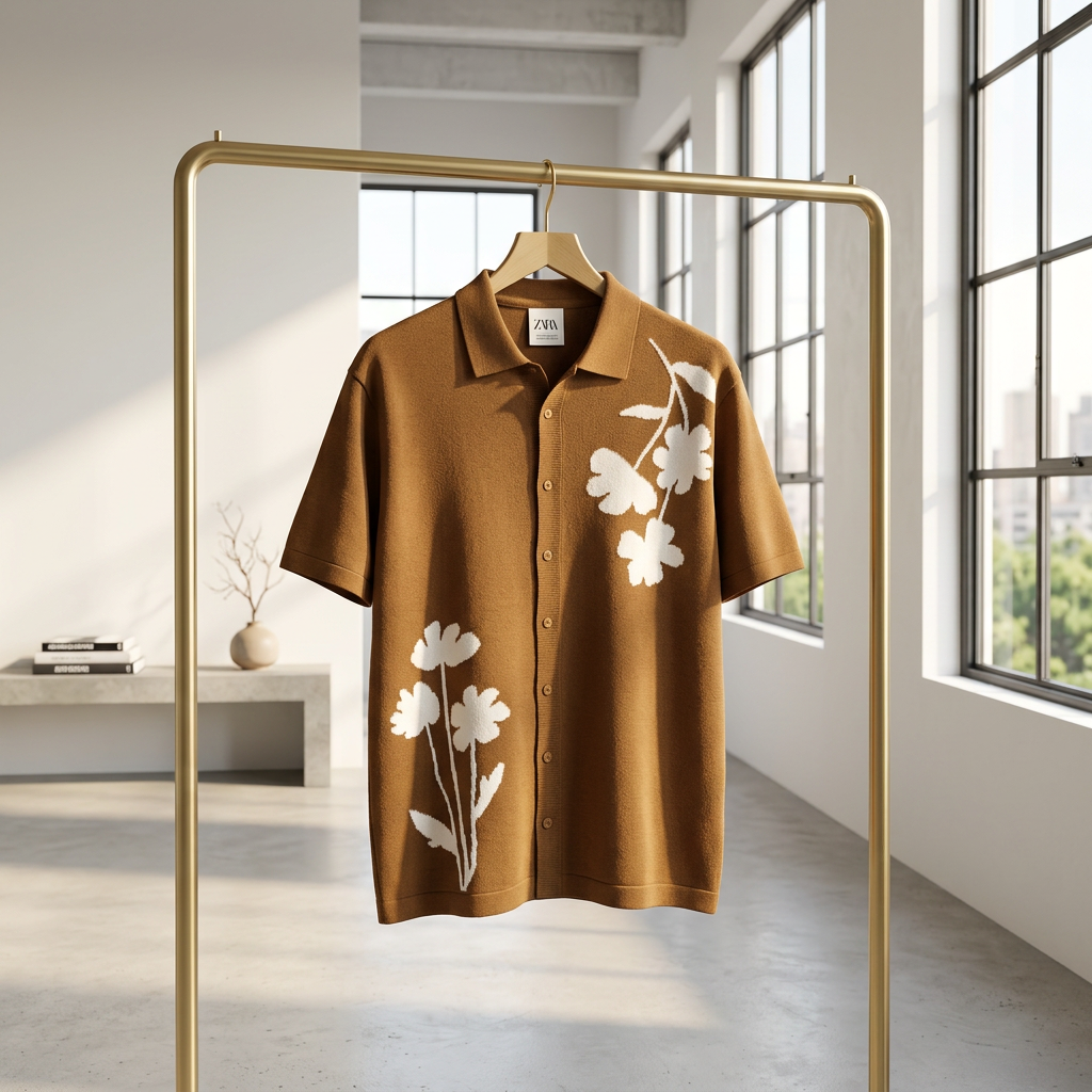 Zara Floral Knit Polo view 2