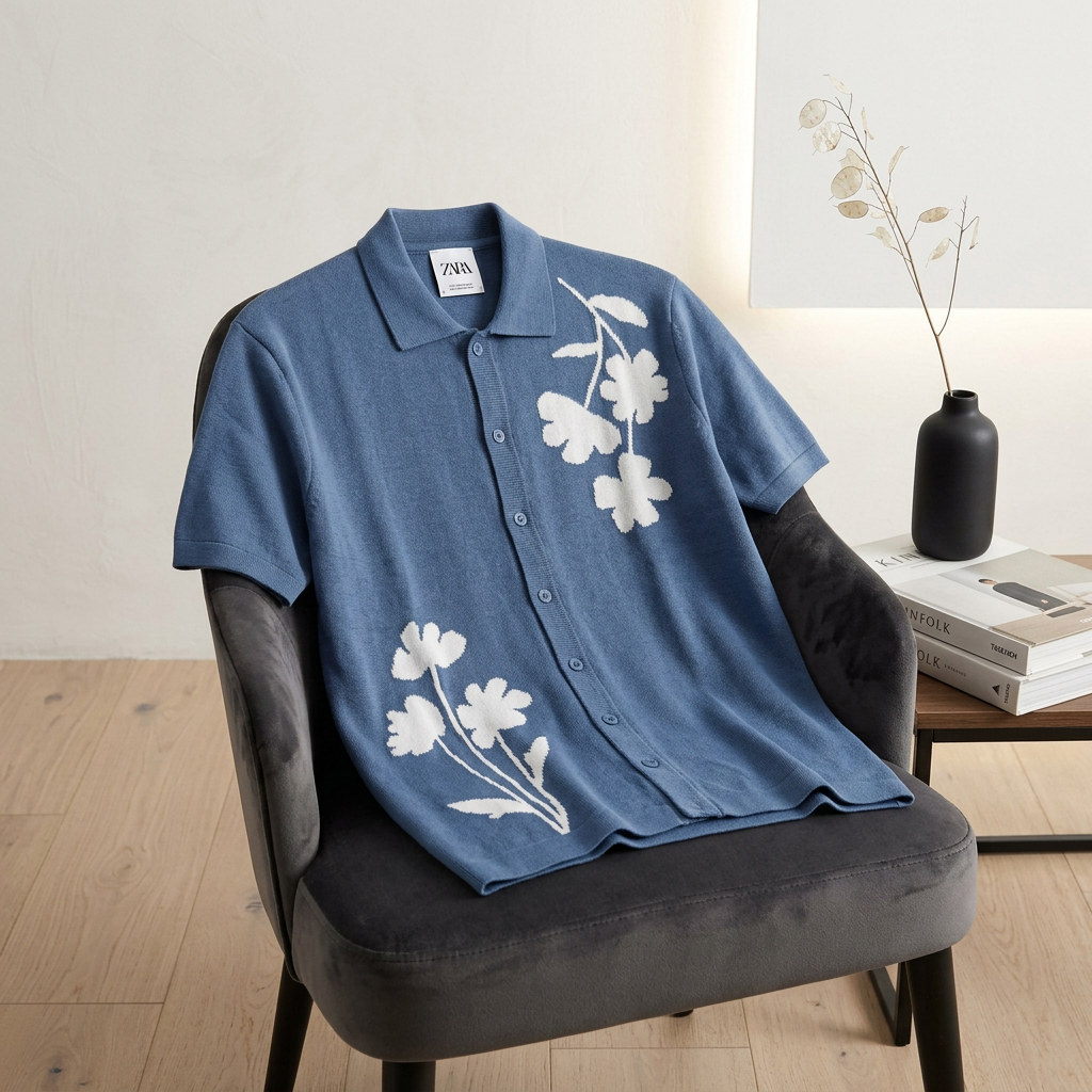 Floral Embroidered Polo Shirt by ZNA view 3