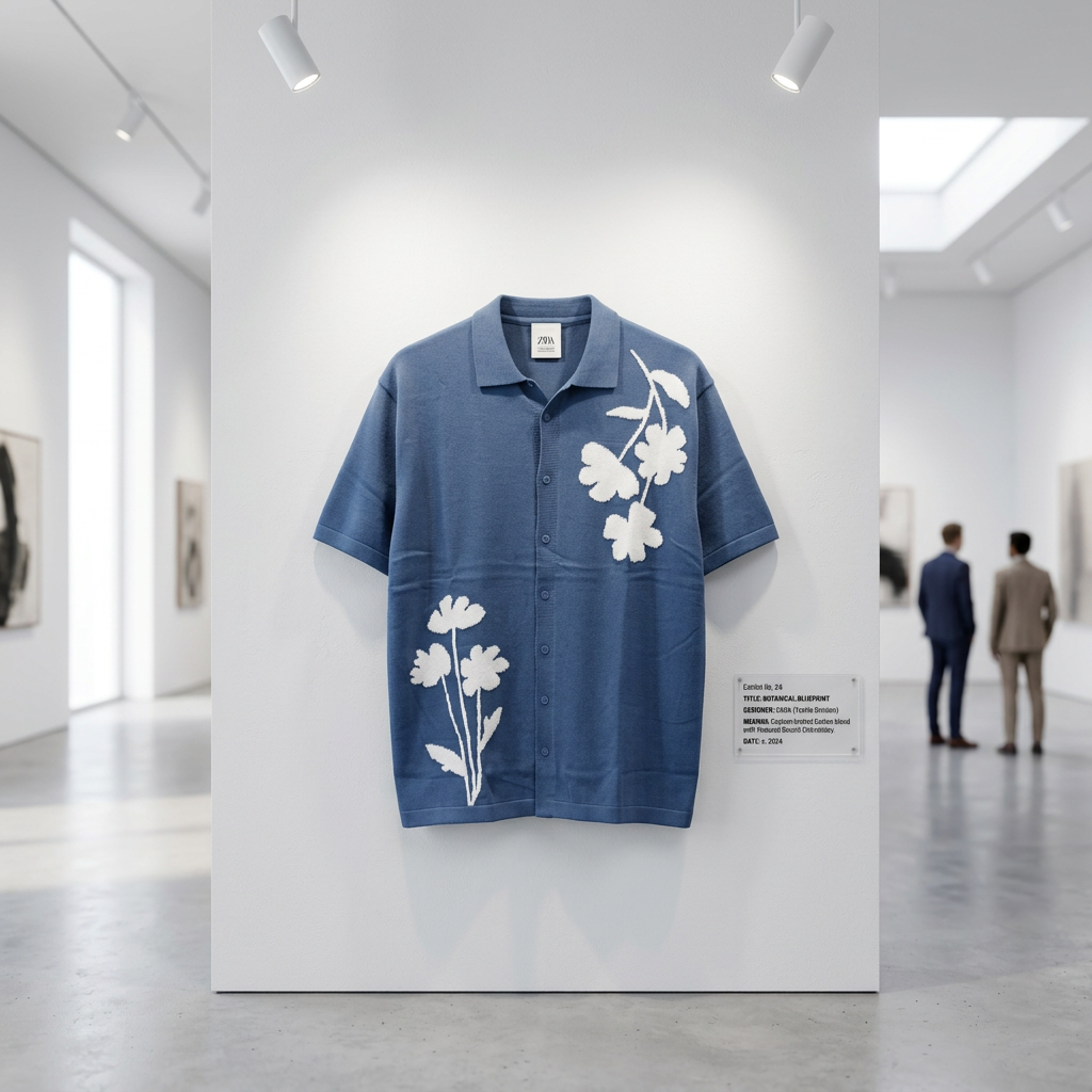 Floral Embroidered Polo Shirt by ZNA view 2