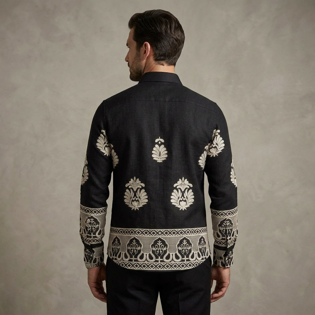 Urban Style Black Embroidered Shirt view 3