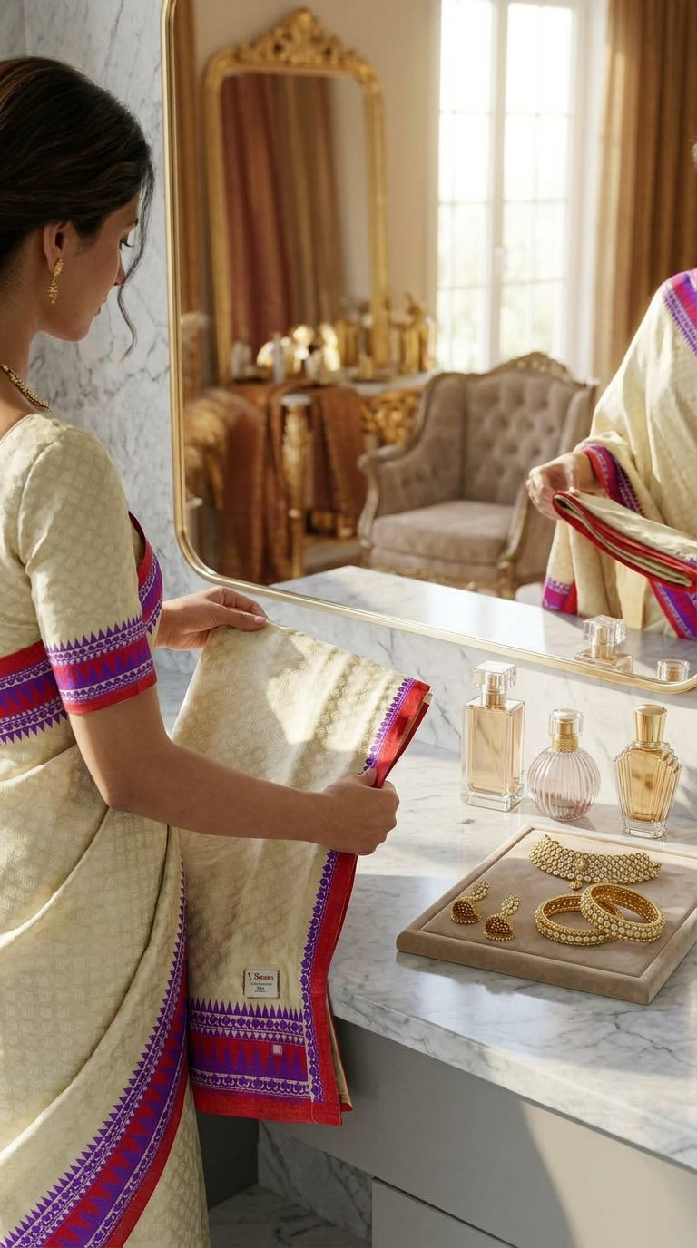 Designer Emboz Saree view 2