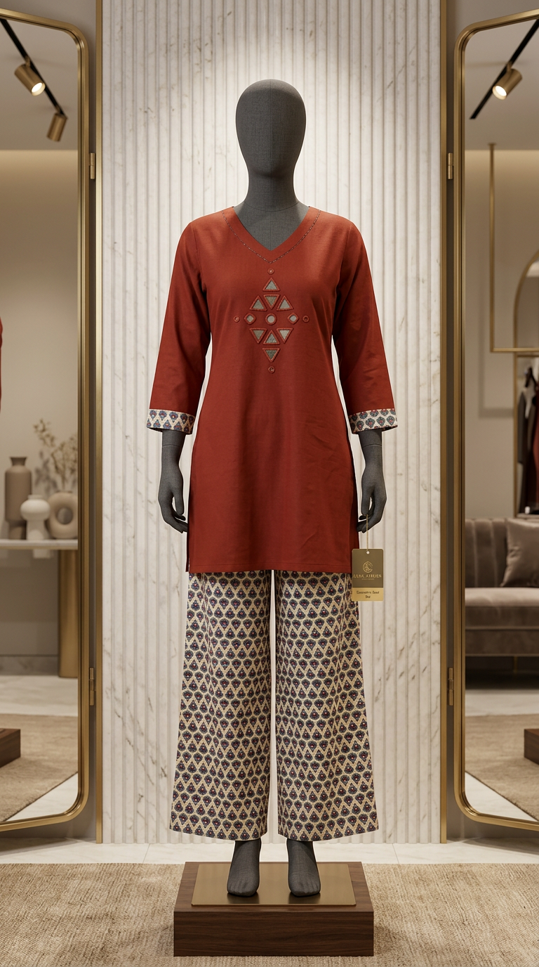 Elegant Pure Cotton Cord Set With Mirror Work view 3