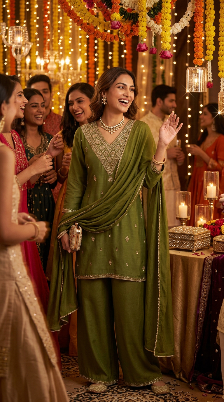Pure Chinon Sharara Suit With Heavy Neckline view 2