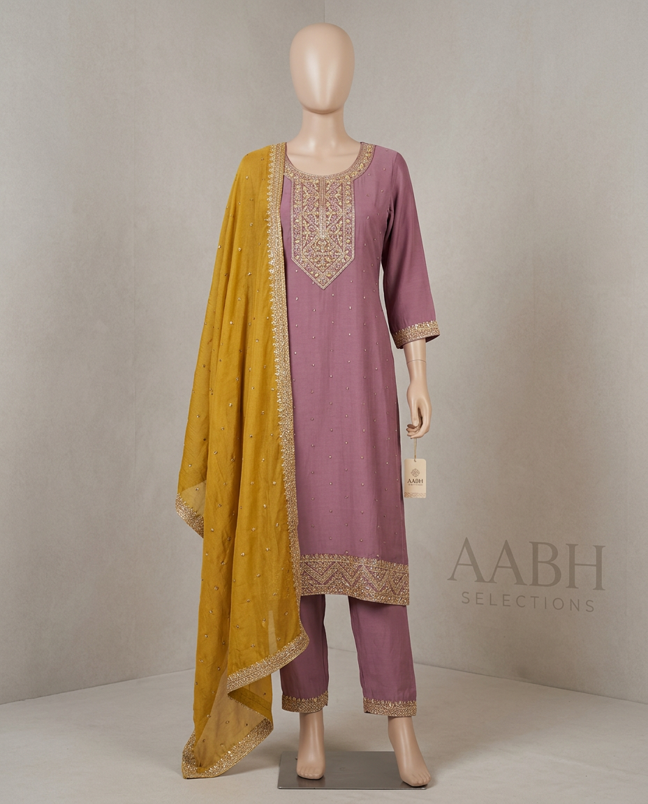 Embroidered Purple Anarkali Suit view 2