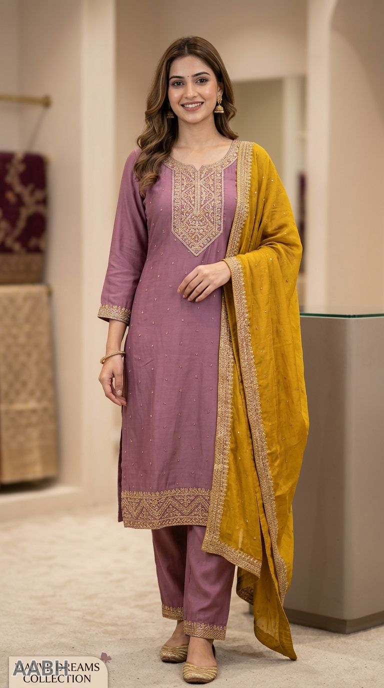 Embroidered Purple Anarkali Suit view 3