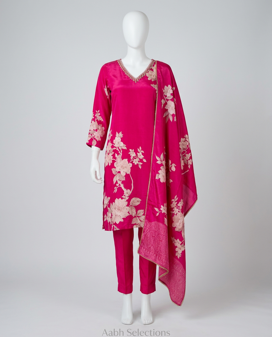 Floral Pink Anarkali Suit view 2