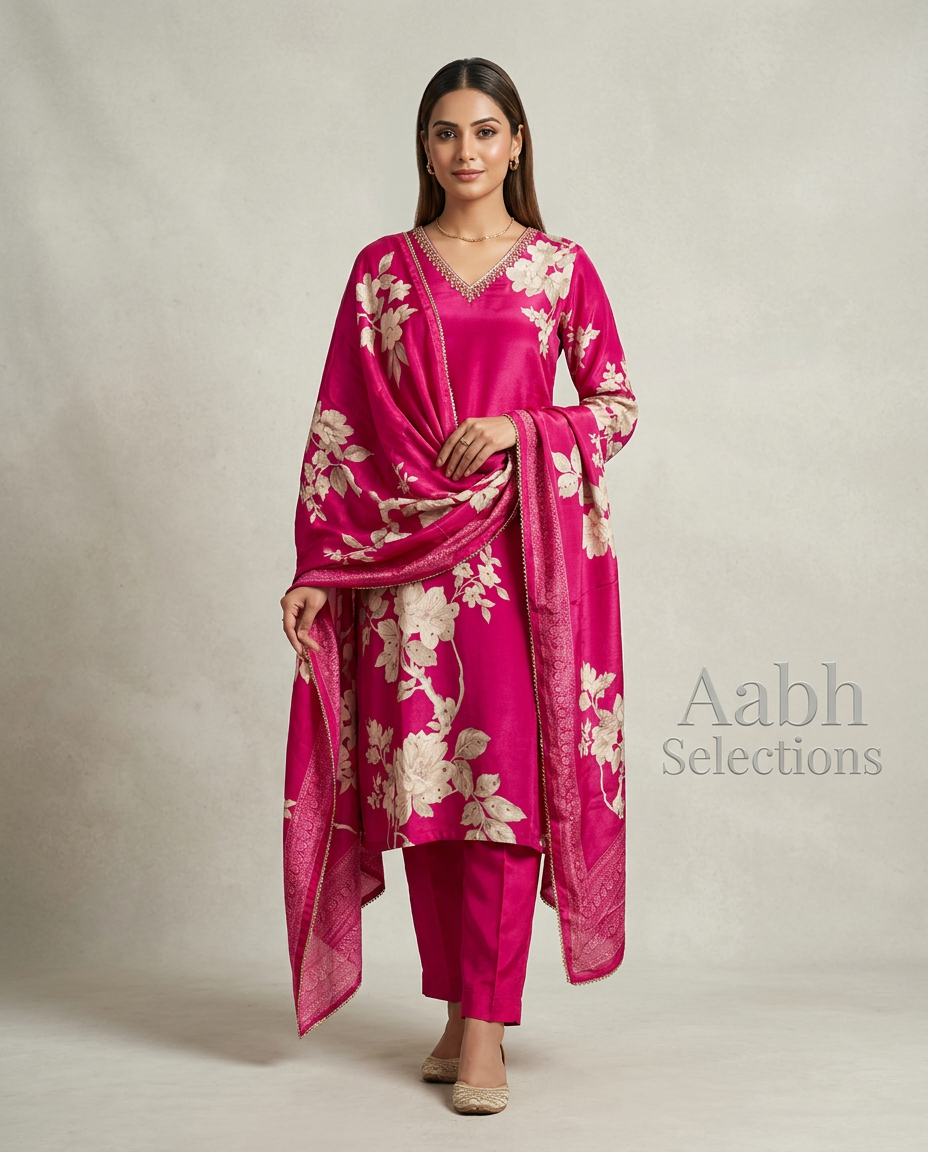 Floral Pink Anarkali Suit