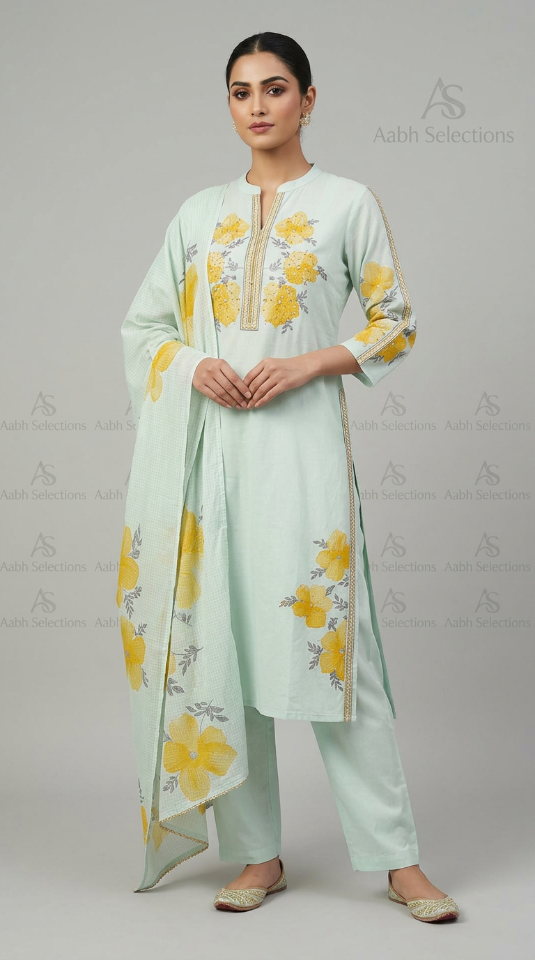 Pure Cotton Suit With Beautiful Floral Motifs All Over view 3