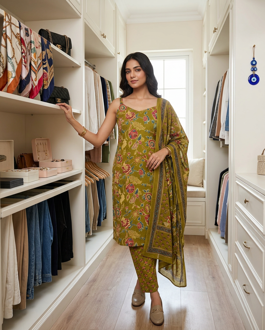 Pure Cotton Sleevless Overall Printed Suit view 2