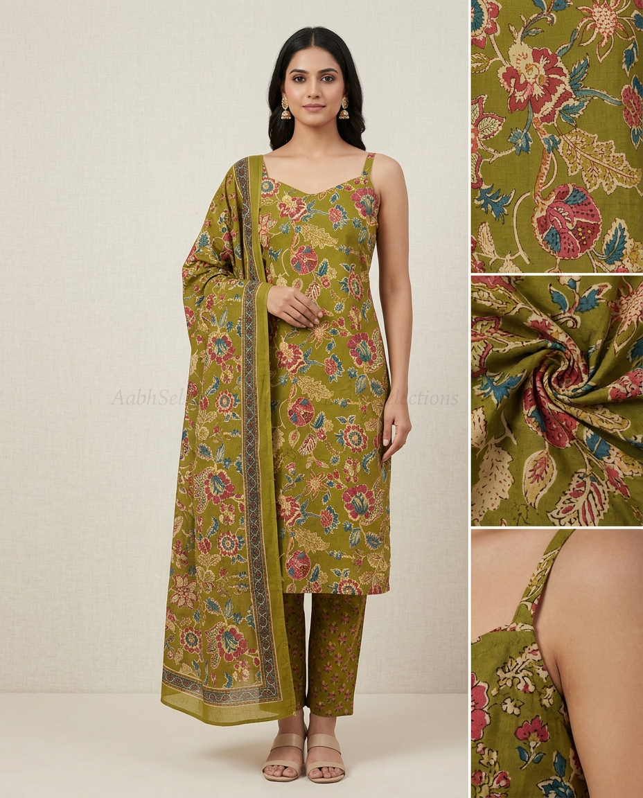 Pure Cotton Sleevless Overall Printed Suit view 3