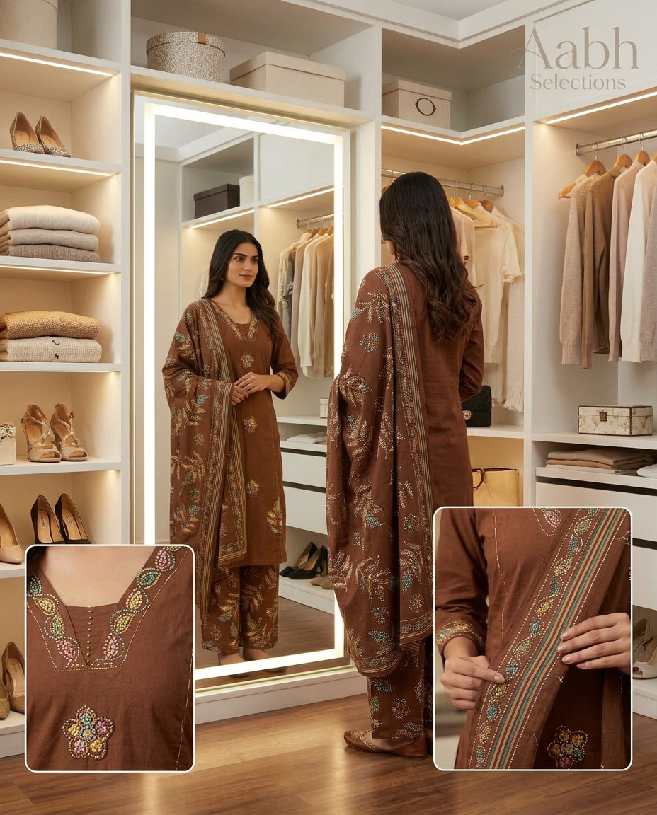 Pure Cotton Suit With Appliqué Embroidery view 2