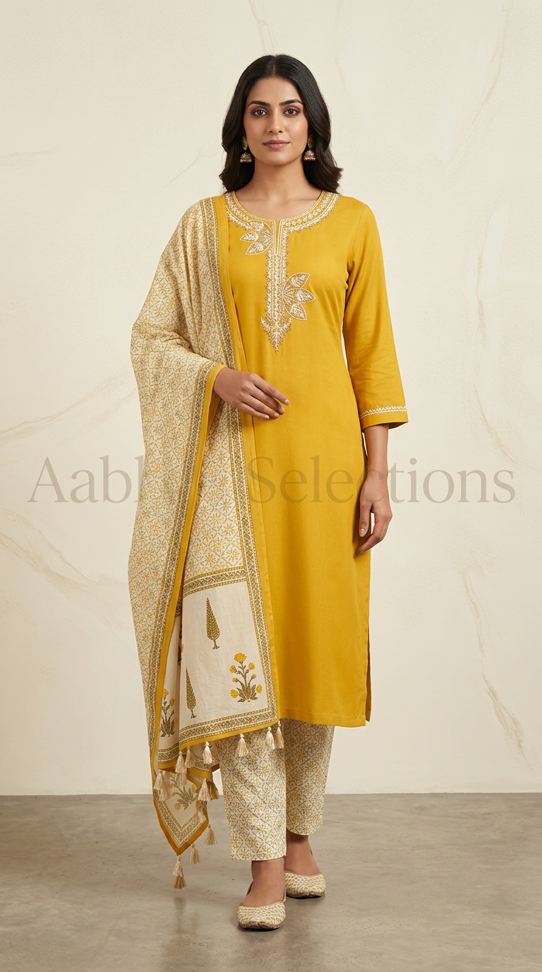 Pure Cotton Straight Suit With Printed Pants And Printed Dupatta