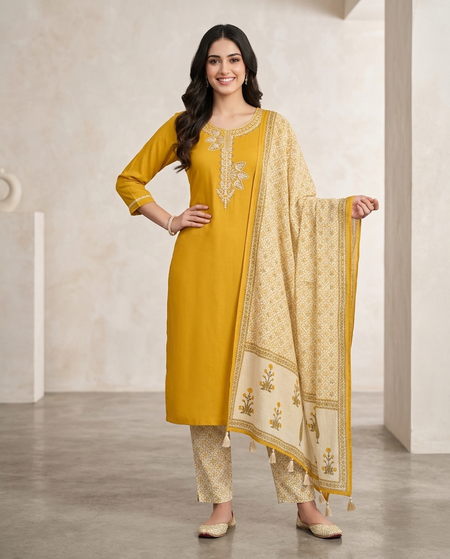 Pure Cotton Straight Suit With Printed Pants And Printed Dupatta view 2