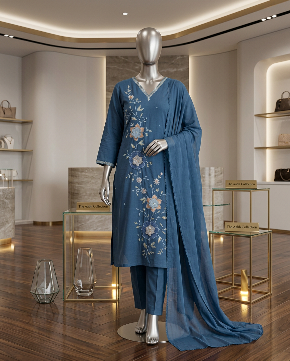 Pure Cotton Suit With Flower Applique Suit view 2