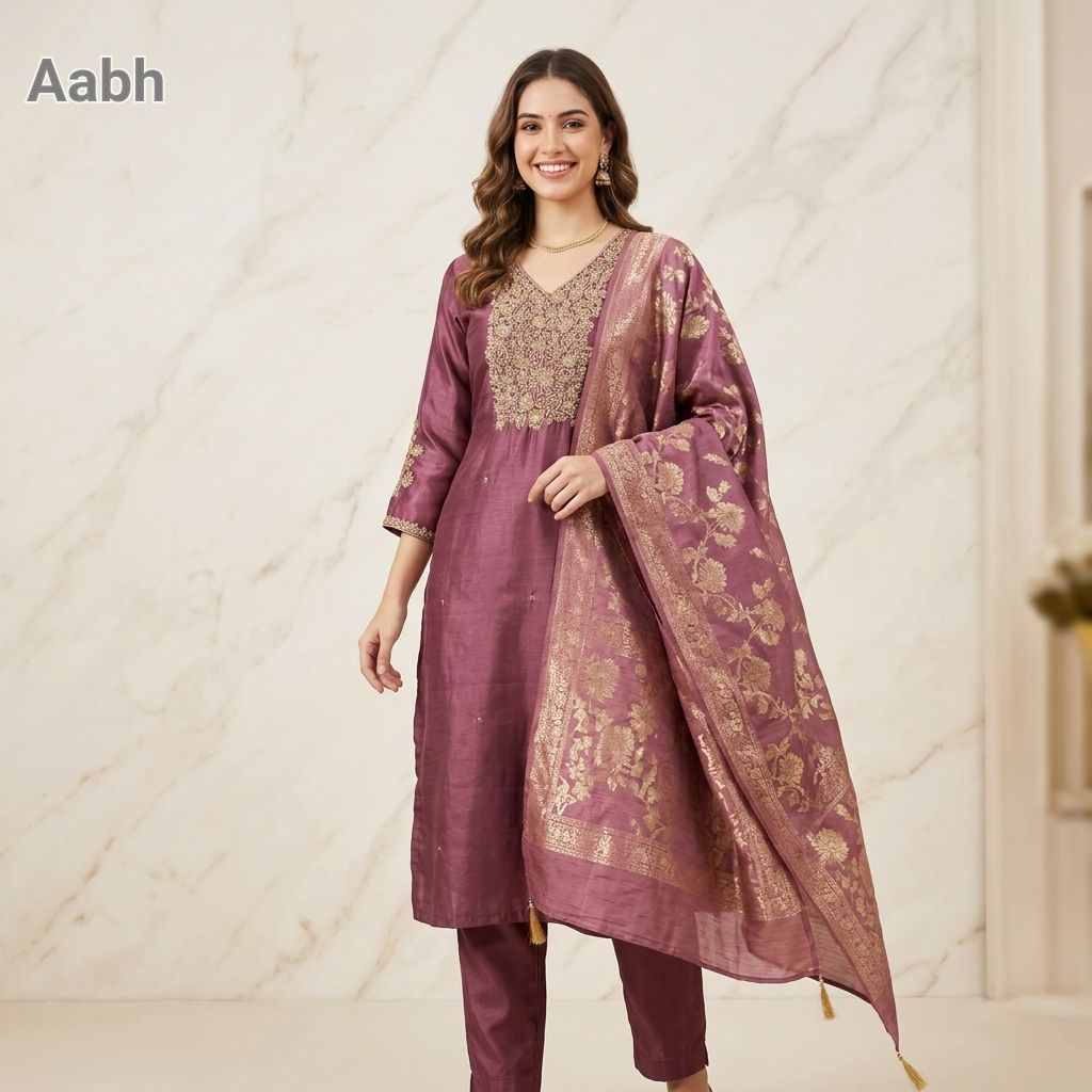 Maroon Embroidered Anarkali Suit view 4