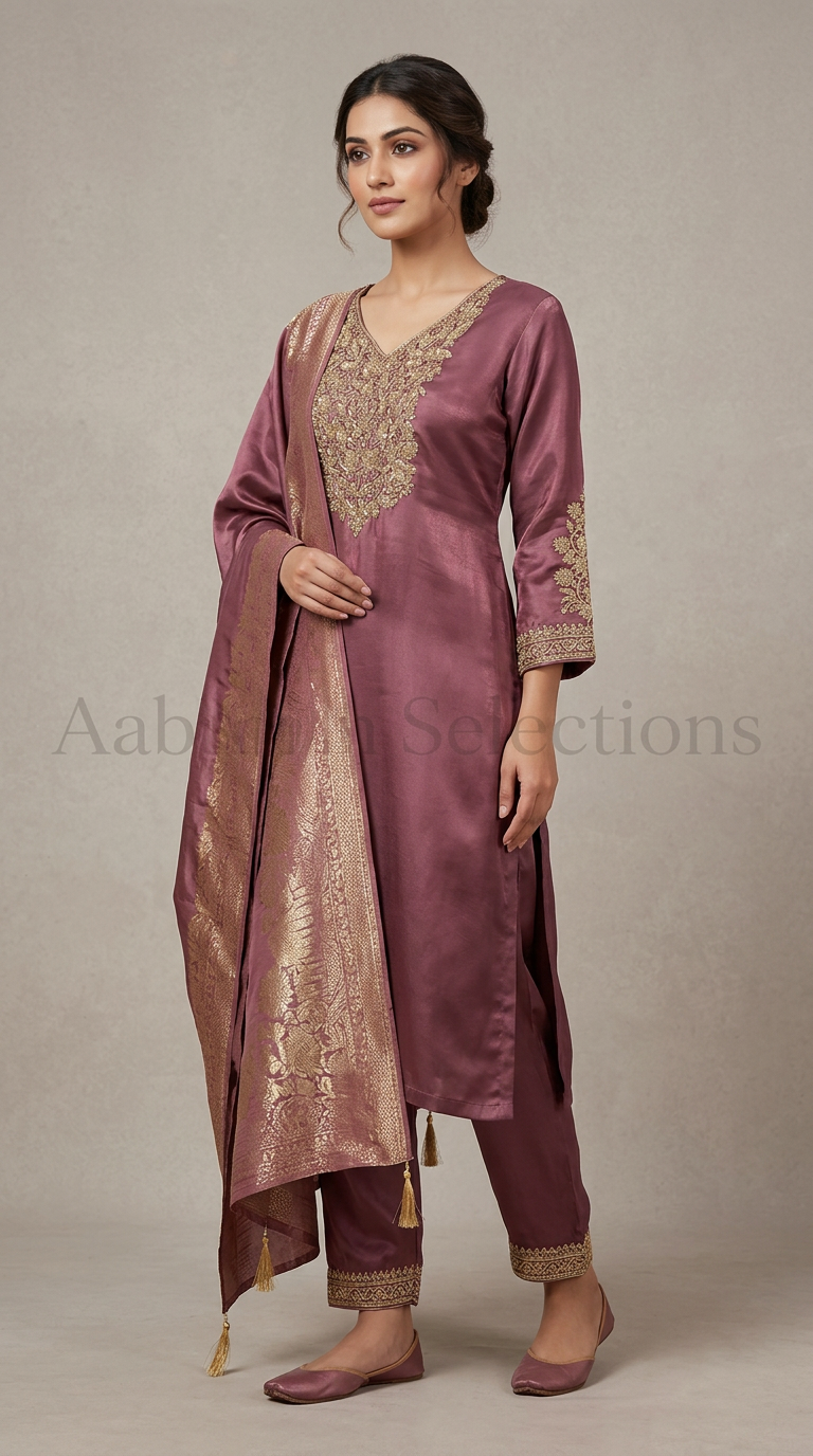 Maroon Embroidered Anarkali Suit view 3