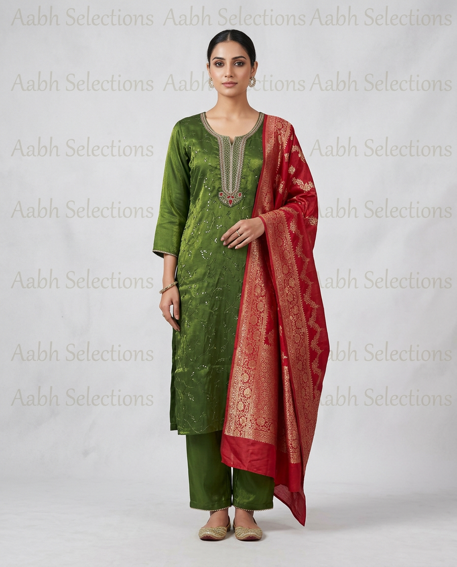 Green Anarkali Suit view 3