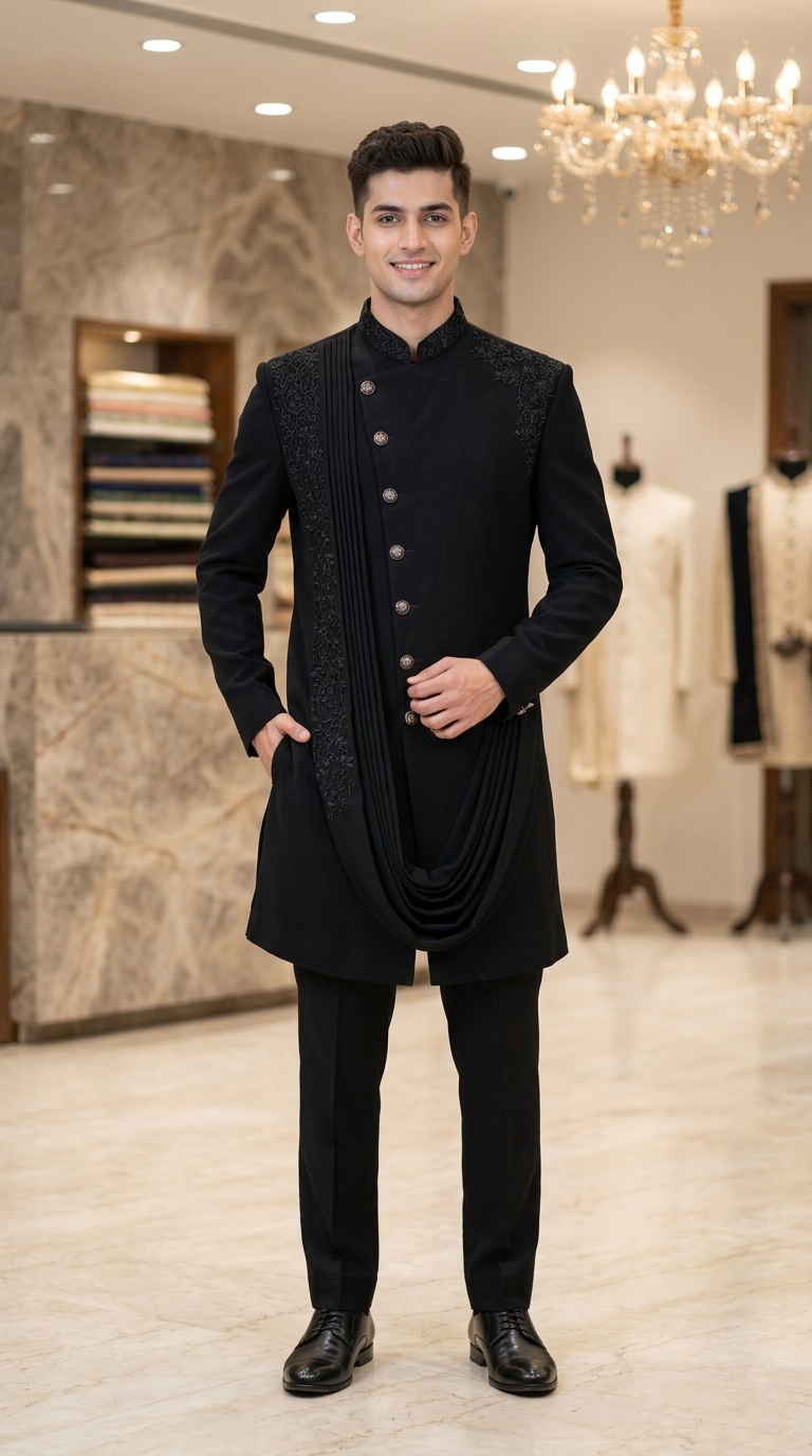 Black Embellished Jodhpuri Suit