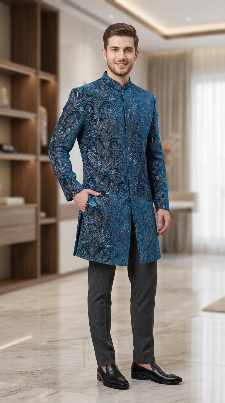 Embellished Blue Jodhpuri Jacket