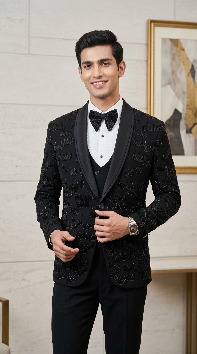 Embellished Black Jodhpuri Suit