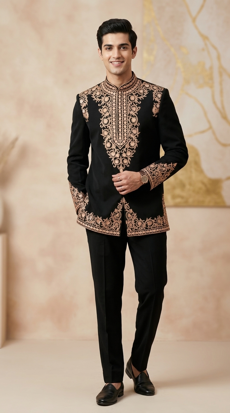 Black Embroidered Kurta