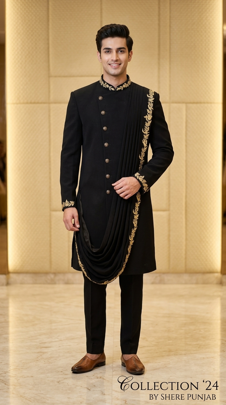 Black Embellished Jodhpuri Suit
