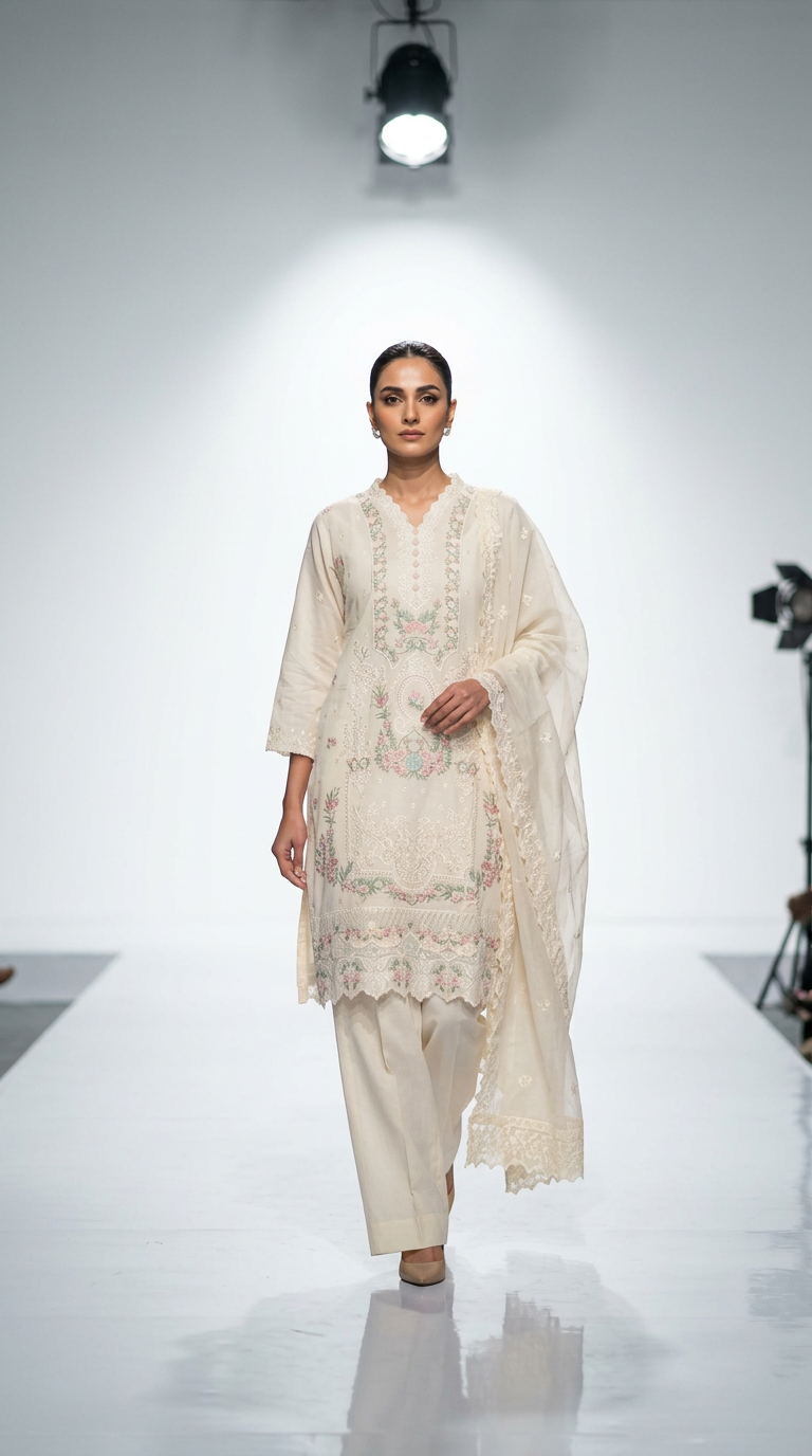 Pure Cotton Pakistani Embroidered Straight Suit view 2