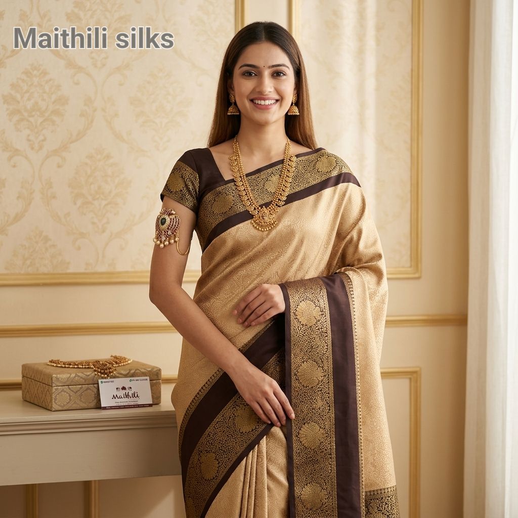 Semi Kanchipuram Bridal Silk Saree view 2