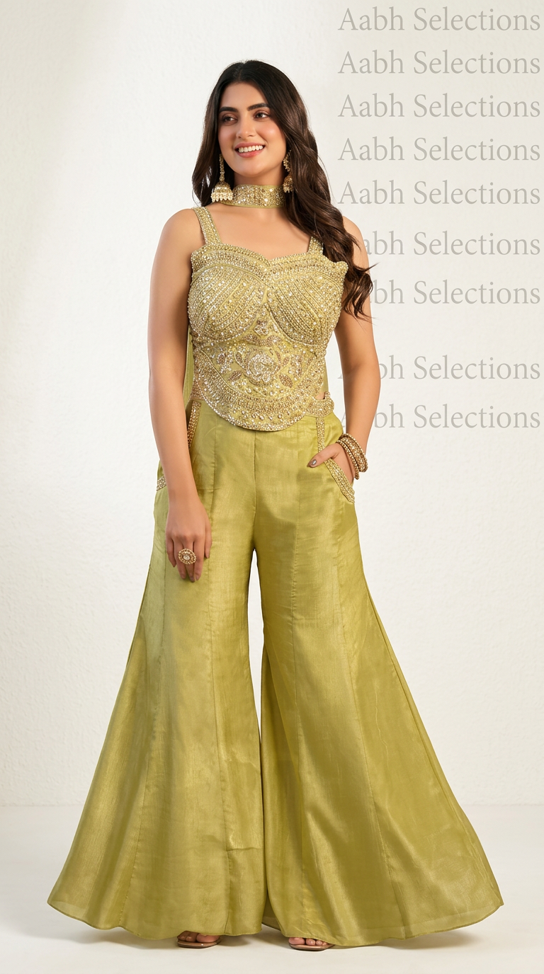Fully Trendy Embellished Top And Divider Indo western view 3