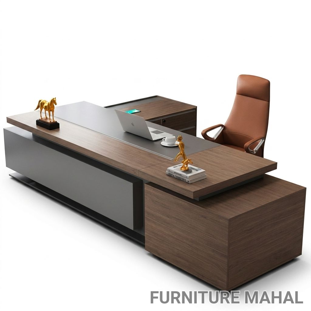 Modern Wooden Office Desk view 2