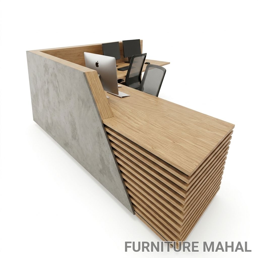 Modern Wooden Reception Desk view 2