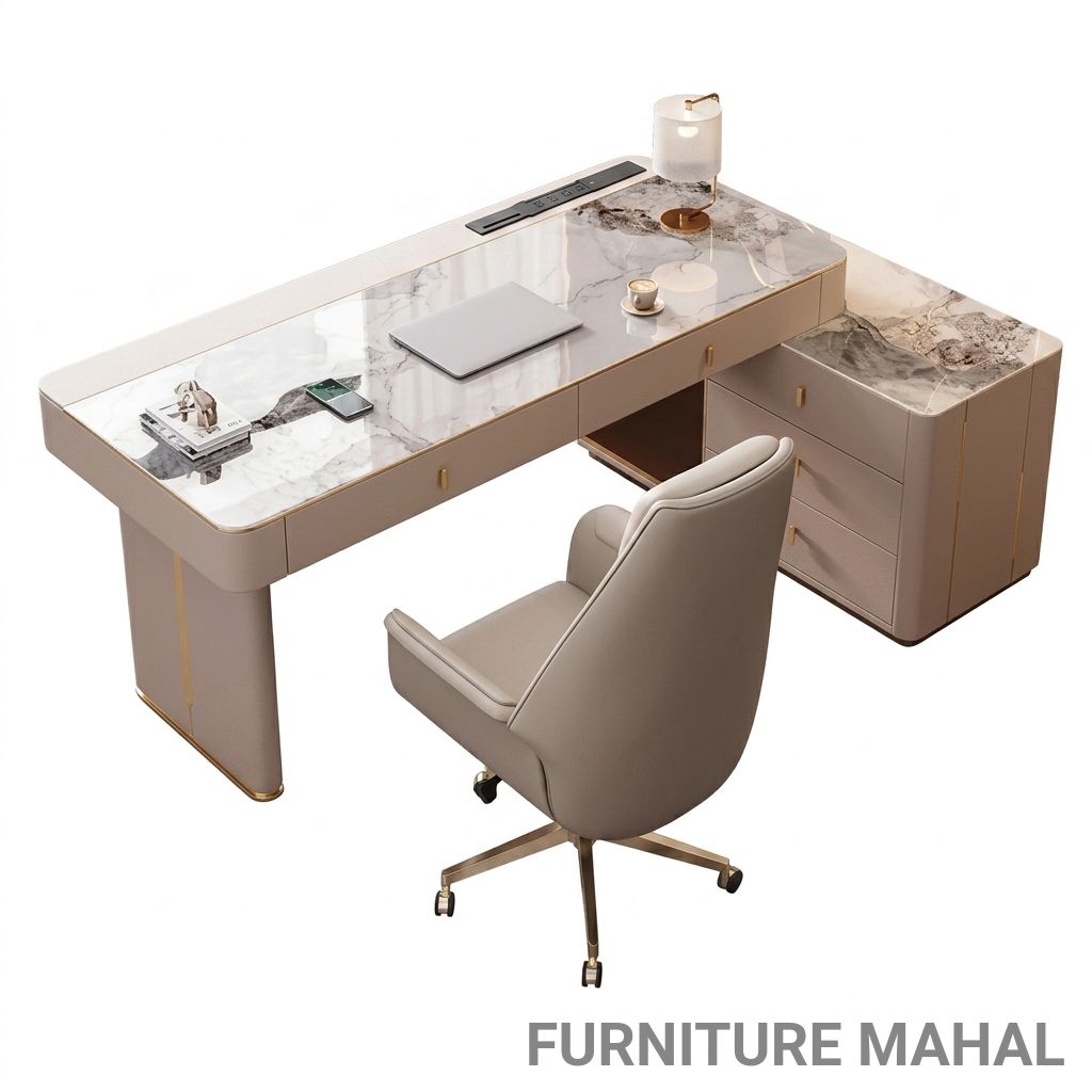 Modern Office Desk with Chair view 2