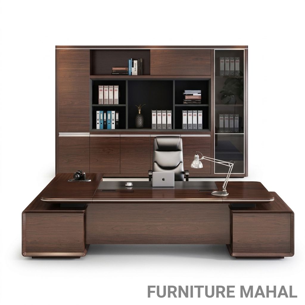 Modern Wooden Office Desk view 2