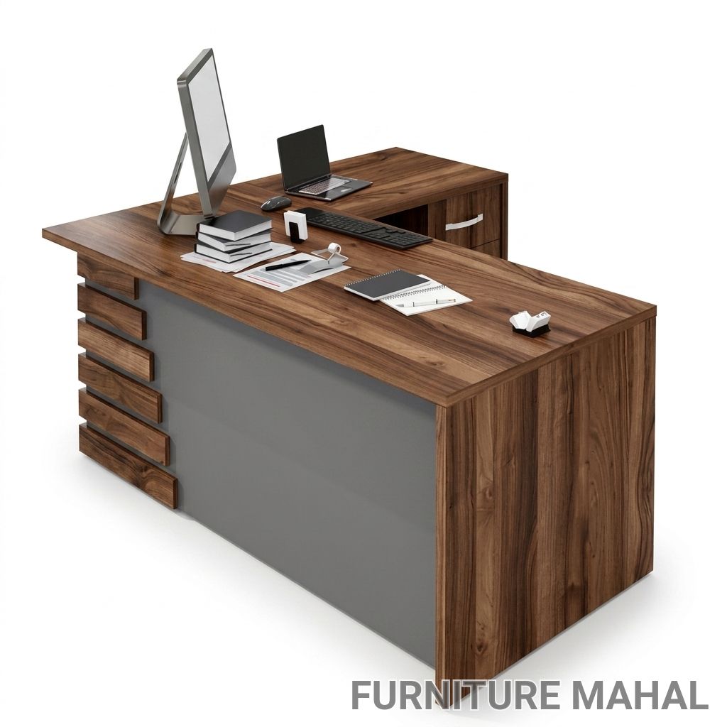 Modern Wooden Office Desk view 2
