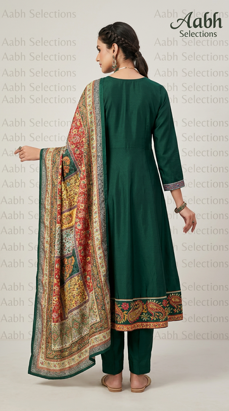 Green Embroidered Kurta Set view 2