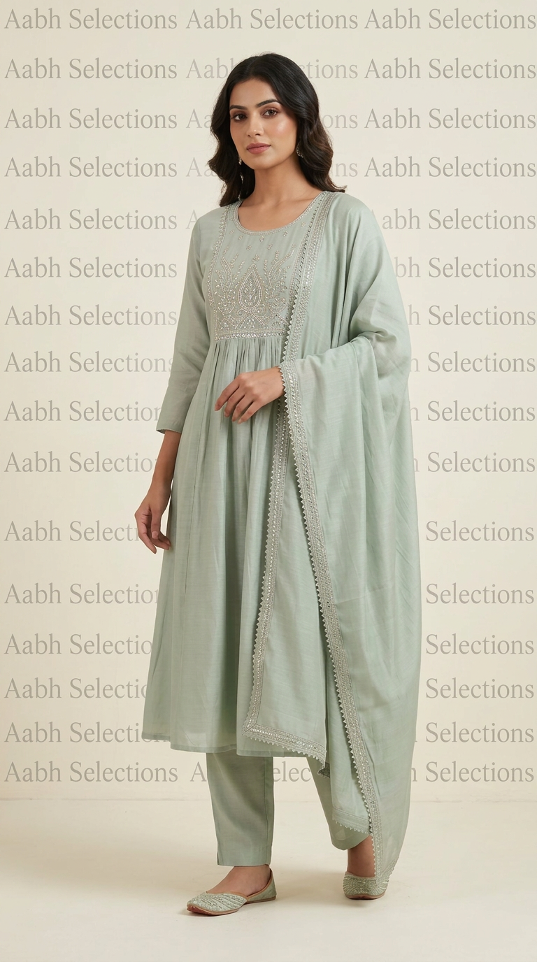 Green Anarkali Suit view 2